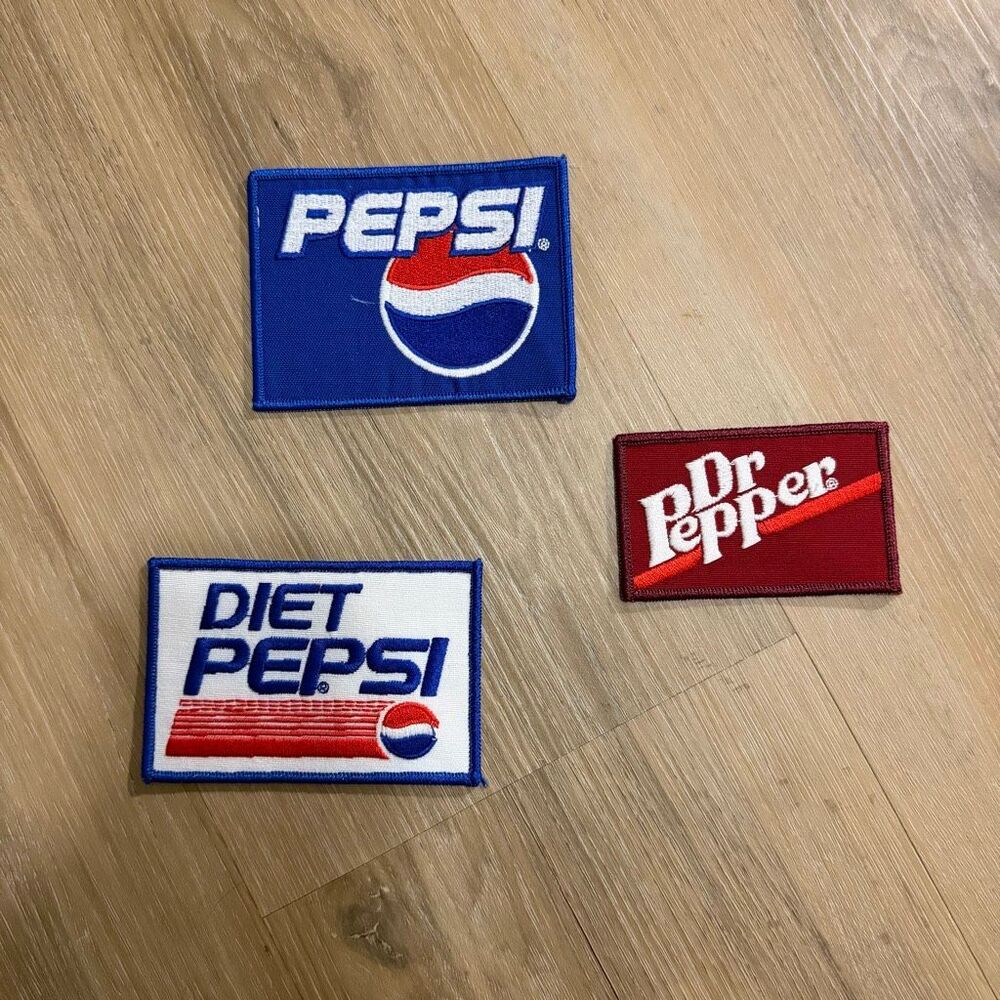 Vintage Pepsi Dr Pepper Diet Pepsi Embroidered Soda Sew On Trucker Hat Patches